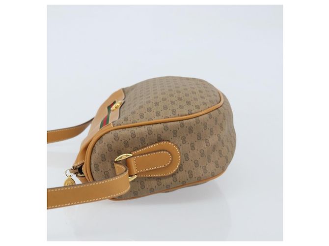 Bolsa Sherry Line em PVC Bege Micro GG Supreme Web da GUCCI 001 115 0918 Auth BA10601 Dourado - vista 4