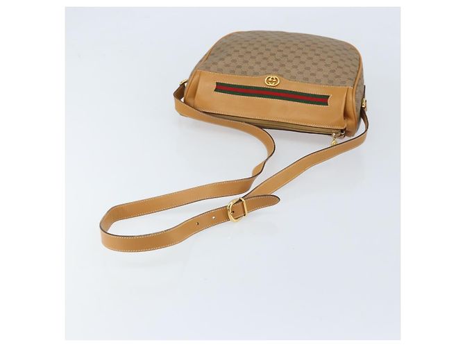 Bolsa Sherry Line em PVC Bege Micro GG Supreme Web da GUCCI 001 115 0918 Auth BA10601 Dourado - vista 6
