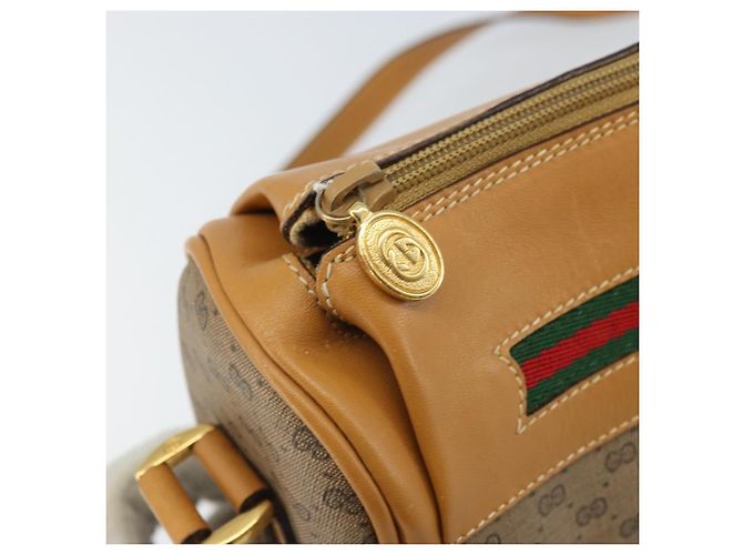 Bolsa Sherry Line em PVC Bege Micro GG Supreme Web da GUCCI 001 115 0918 Auth BA10601 Dourado - vista 9