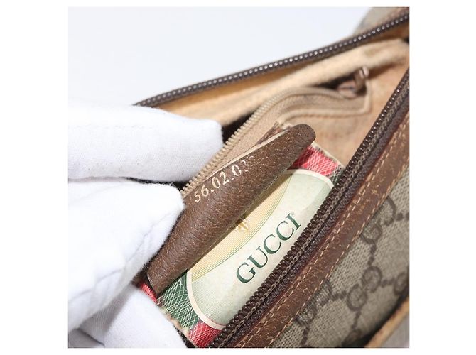 Gucci GG Supreme Web Sherry Line Tasche PVC Beige Gold 56 02 032 Auth bs33419 Golden - Ansicht 12