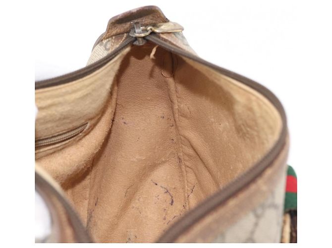 Gucci GG Supreme Web Sherry Line Tasche PVC Beige Gold 56 02 032 Auth bs33419 Golden - Ansicht 22