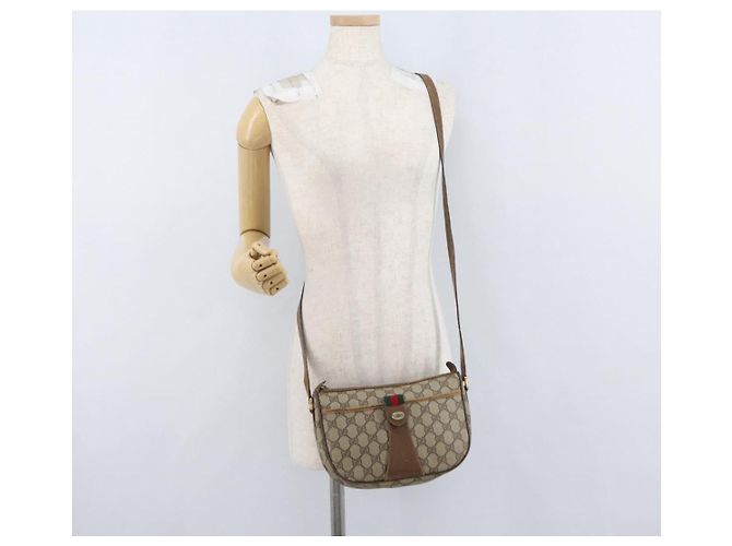 Gucci GG Supreme Web Sherry Line Tasche PVC Beige Gold 56 02 032 Auth bs33419 Golden - Ansicht 27