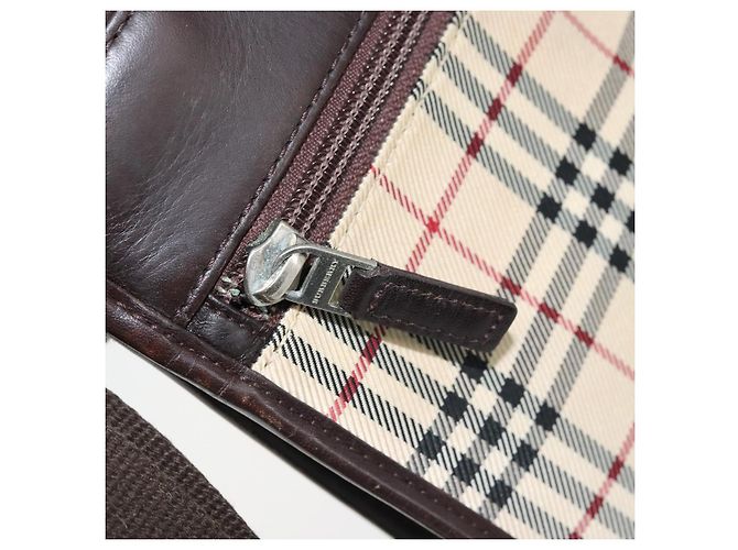 Borsa a spalla Nova Check Burberry in tela beige argento Auth ep13530 - vista 11