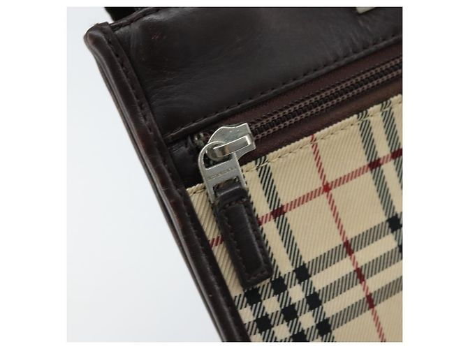 Borsa a spalla Nova Check Burberry in tela beige argento Auth ep13530 - vista 17