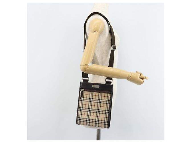 Borsa a spalla Nova Check Burberry in tela beige argento Auth ep13530 - vista 23