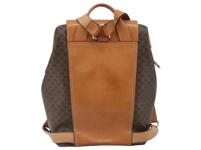Céline CELINE Macadam Canvas Backpack PVC Leather Brown Gold Auth 169840 Golden - view 2