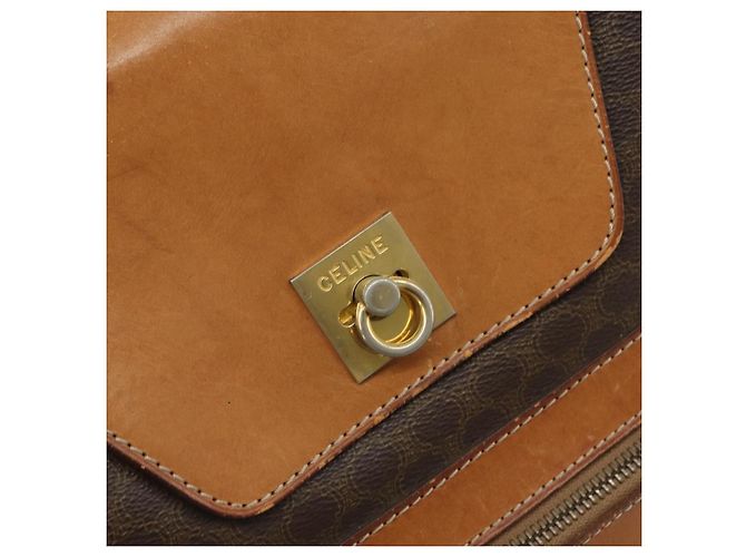 Céline CELINE Macadam Canvas Backpack PVC Leather Brown Gold Auth 169840 Golden - view 20