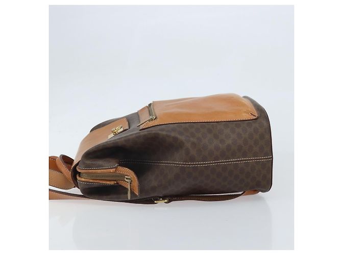 Céline CELINE Macadam Canvas Backpack PVC Leather Brown Gold Auth 169840 Golden - view 4