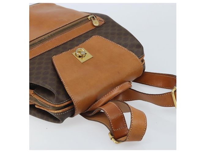 Céline CELINE Macadam Canvas Backpack PVC Leather Brown Gold Auth 169840 Golden - view 6