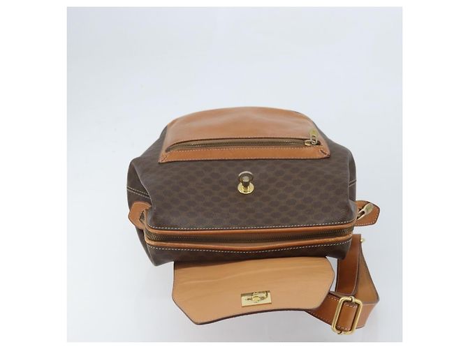 Céline CELINE Macadam Canvas Backpack PVC Leather Brown Gold Auth 169840 Golden - view 9