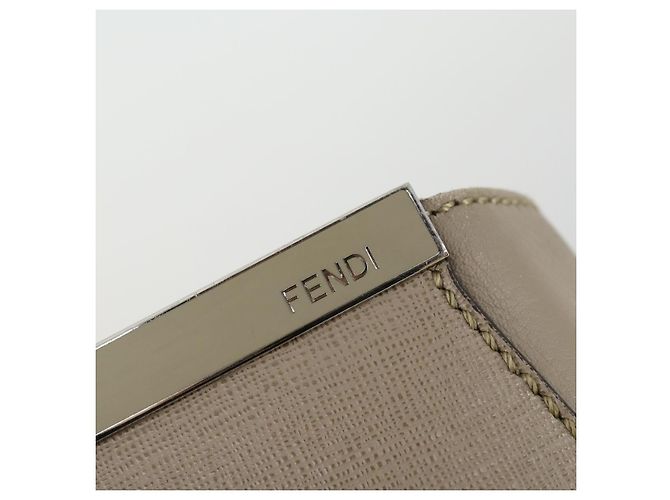 FENDI Borsa a mano To joule in pelle 2 in 1 Beige Argento Auth hk3360 - vista 19