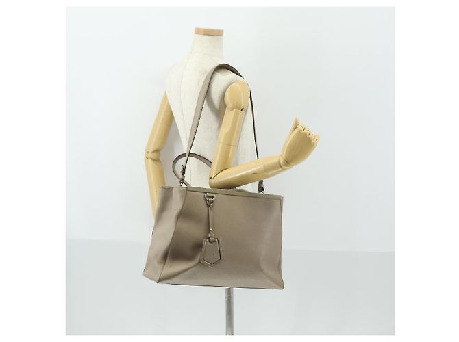 FENDI Borsa a mano To joule in pelle 2 in 1 Beige Argento Auth hk3360 - vista 24