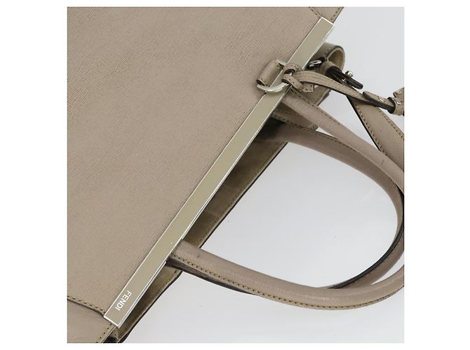 FENDI Borsa a mano To joule in pelle 2 in 1 Beige Argento Auth hk3360 - vista 6