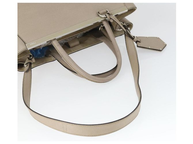 FENDI Borsa a mano To joule in pelle 2 in 1 Beige Argento Auth hk3360 - vista 7
