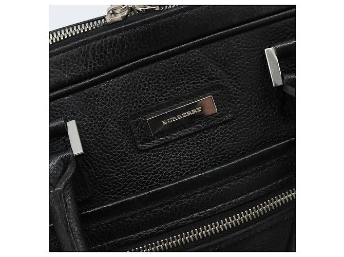 Borsa da lavoro in pelle nera e argento Burberry Auth bs33513 Nero - vista 17