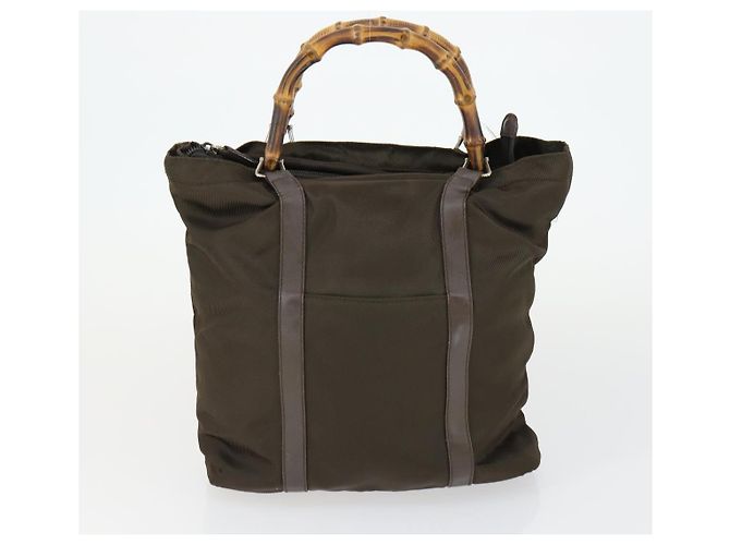 Borsa GUCCI Nylon 2 Set Kaki Nero Auth ti3748 Cachi - vista 10