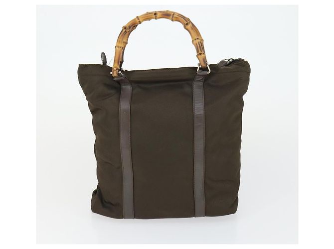 Borsa GUCCI Nylon 2 Set Kaki Nero Auth ti3748 Cachi - vista 11
