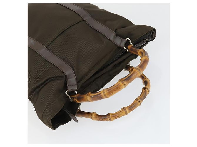 Borsa GUCCI Nylon 2 Set Kaki Nero Auth ti3748 Cachi - vista 13
