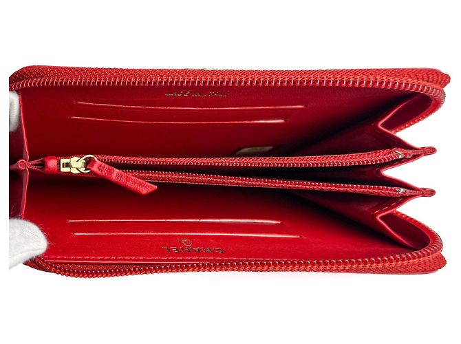 Chanel Boy Lambskin Leather Matelassè Zip Wallet Raspberry Red - view 11