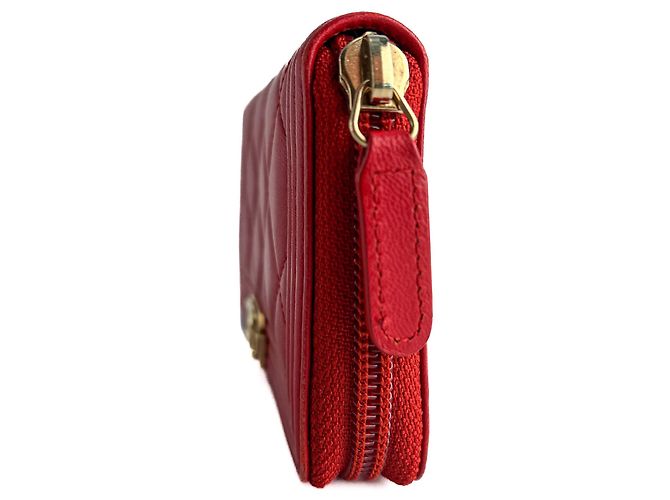 Chanel Boy Lambskin Leather Matelassè Zip Wallet Raspberry Red - view 8