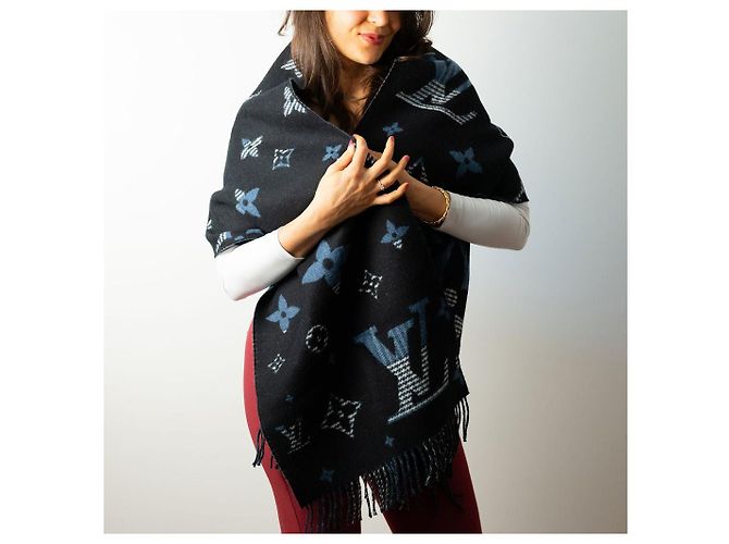 Louis Vuitton Sciarpa reversibile in lana e cashmere Monogram Galaxy Blu - vista 2