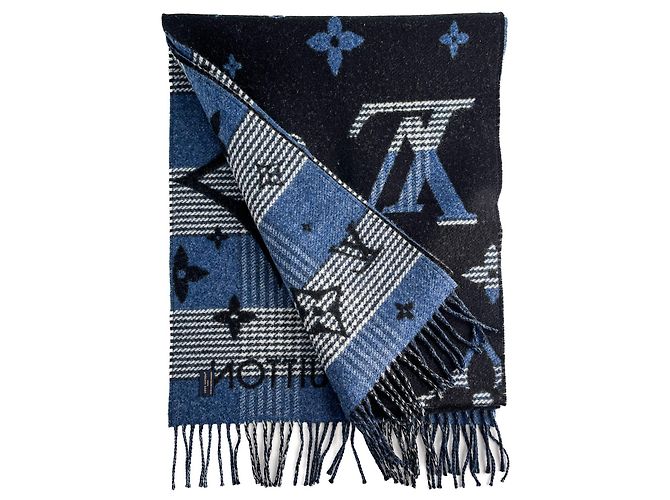 Louis Vuitton Sciarpa reversibile in lana e cashmere Monogram Galaxy Blu - vista 6