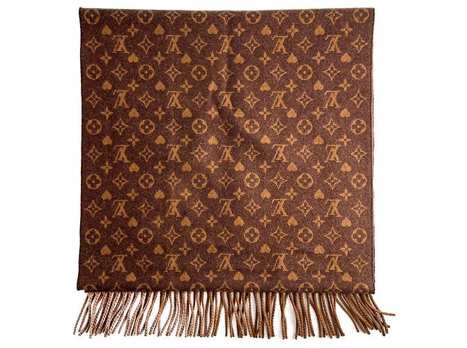 Louis Vuitton Sciarpa reversibile in cashmere Monogram Game On Marrone - vista 6