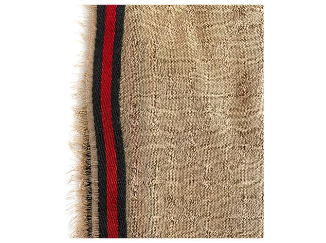 Gucci Foulard GG Supreme in seta e cotone a righe D'oro - vista 7