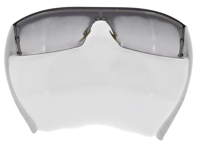 Gafas de sol sin montura GUCCI de plástico Blanco Gris Auth am10786 Castaño - vista 3