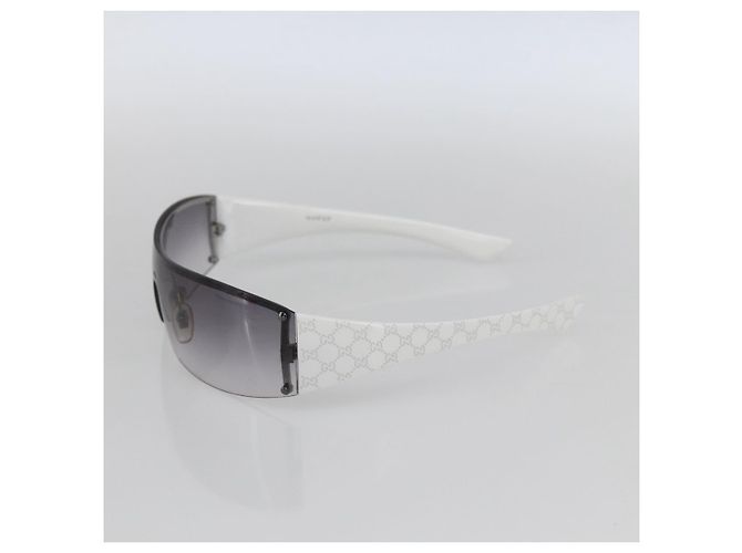 Gafas de sol sin montura GUCCI de plástico Blanco Gris Auth am10786 Castaño - vista 5