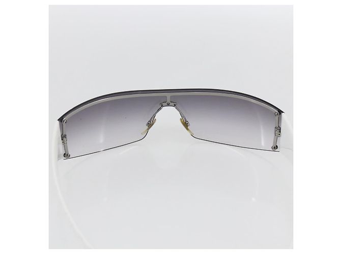 Gafas de sol sin montura GUCCI de plástico Blanco Gris Auth am10786 Castaño - vista 8