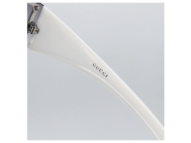 Gafas de sol sin montura GUCCI de plástico Blanco Gris Auth am10786 Castaño - vista 9