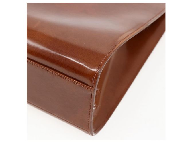 CARTIER Borsa a Mano Pelle Marrone Argento Auth 173509 - vista 15
