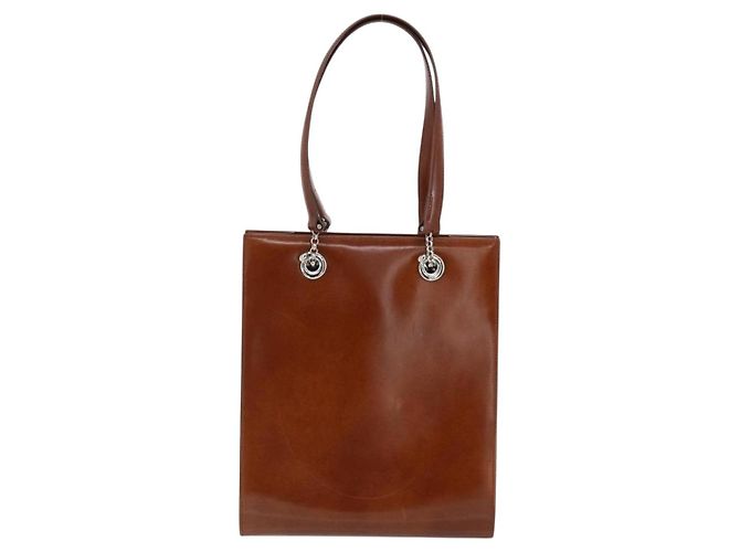CARTIER Borsa a Mano Pelle Marrone Argento Auth 173509 - vista 2