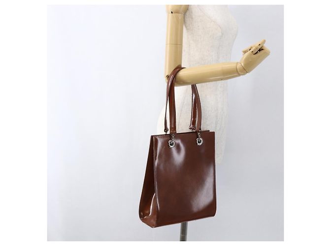 CARTIER Borsa a Mano Pelle Marrone Argento Auth 173509 - vista 21