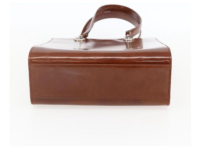 CARTIER Borsa a Mano Pelle Marrone Argento Auth 173509 - vista 5