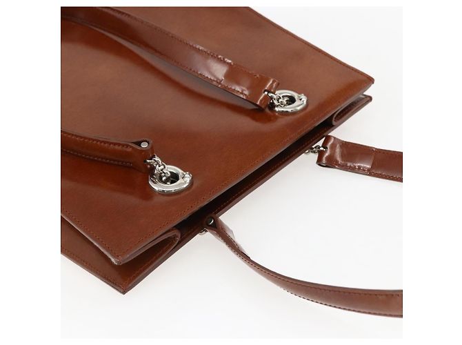 CARTIER Borsa a Mano Pelle Marrone Argento Auth 173509 - vista 6