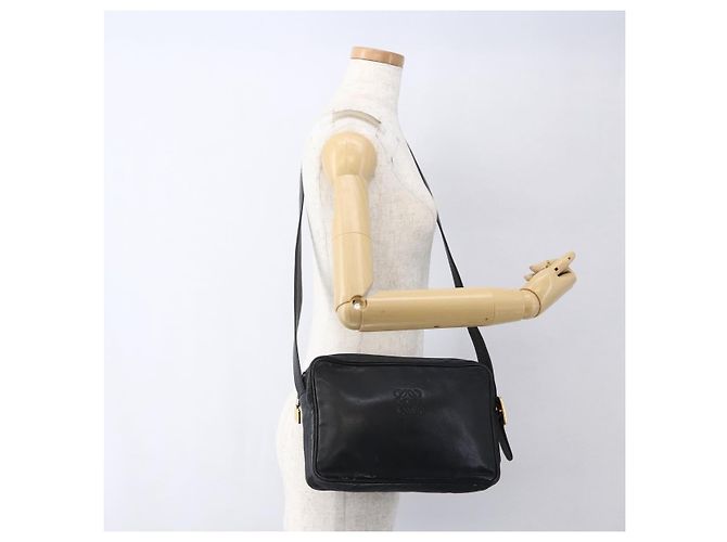 LOEWE Borsa a Spalla Anagram Pelle Nera Oro Auth 173482 Nero D'oro - vista 21