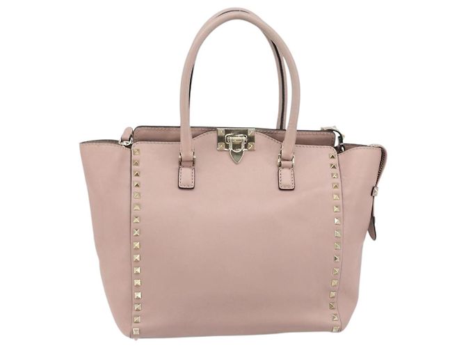 Valentino Borsa Tote in pelle 2 in 1 Rosa Oro Auth BA10420 D'oro - vista 13