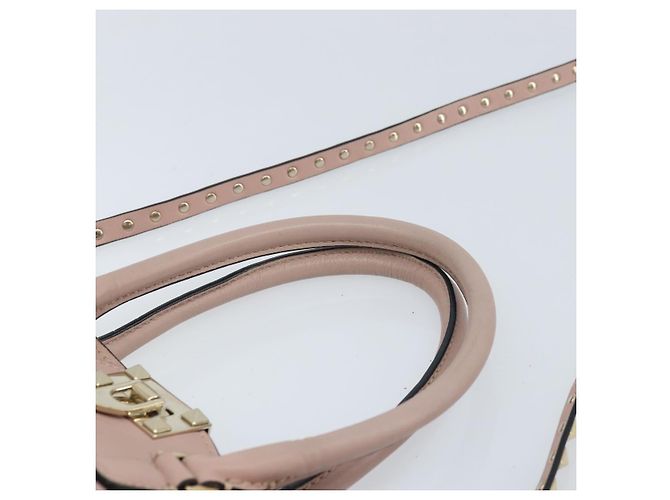 Valentino Borsa Tote in pelle 2 in 1 Rosa Oro Auth BA10420 D'oro - vista 14