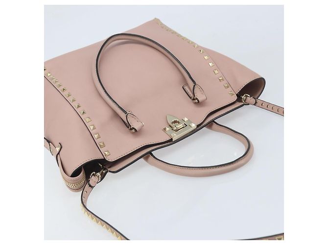Valentino Borsa Tote in pelle 2 in 1 Rosa Oro Auth BA10420 D'oro - vista 6