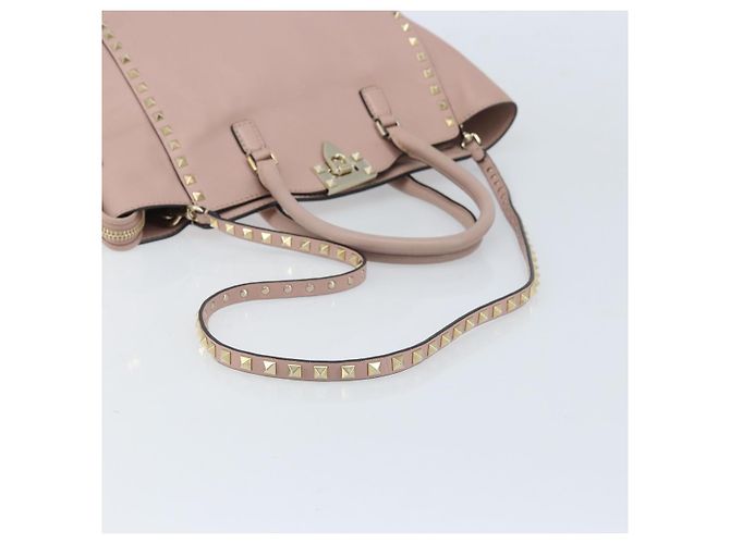 Valentino Borsa Tote in pelle 2 in 1 Rosa Oro Auth BA10420 D'oro - vista 8
