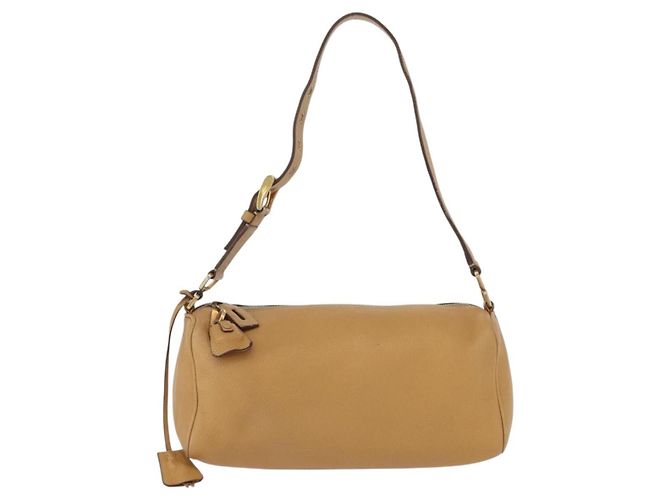 Borsa a Spalla PRADA in Pelle Marrone Oro Auth 172272 D'oro - vista 13
