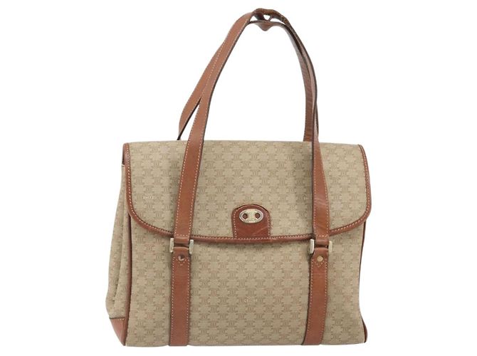Céline Borsa a mano in tela Macadam CELINE in pelle PVC beige oro Auth 172281 D'oro - vista 13