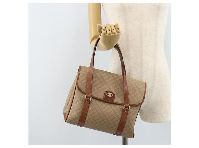 Céline Borsa a mano in tela Macadam CELINE in pelle PVC beige oro Auth 172281 D'oro - vista 27