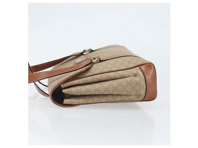 Céline Borsa a mano in tela Macadam CELINE in pelle PVC beige oro Auth 172281 D'oro - vista 4