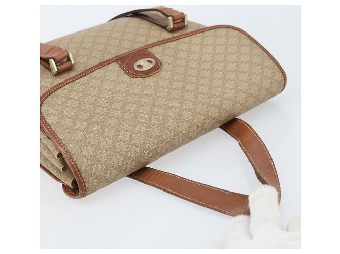 Céline Borsa a mano in tela Macadam CELINE in pelle PVC beige oro Auth 172281 D'oro - vista 6
