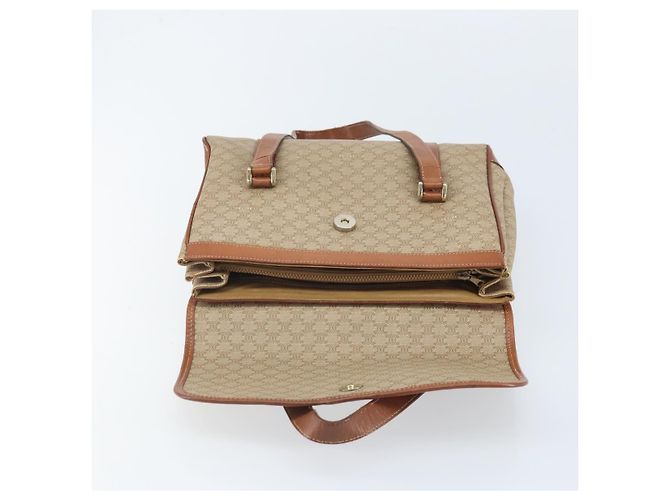 Céline Borsa a mano in tela Macadam CELINE in pelle PVC beige oro Auth 172281 D'oro - vista 9