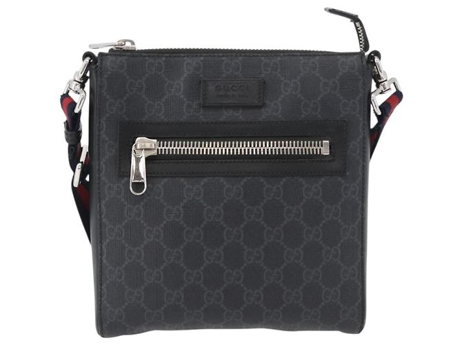 Borsa a Spalla Gucci GG Supreme Sherry Line PVC Nero Argento 523599 Auth BA10640 - vista 13