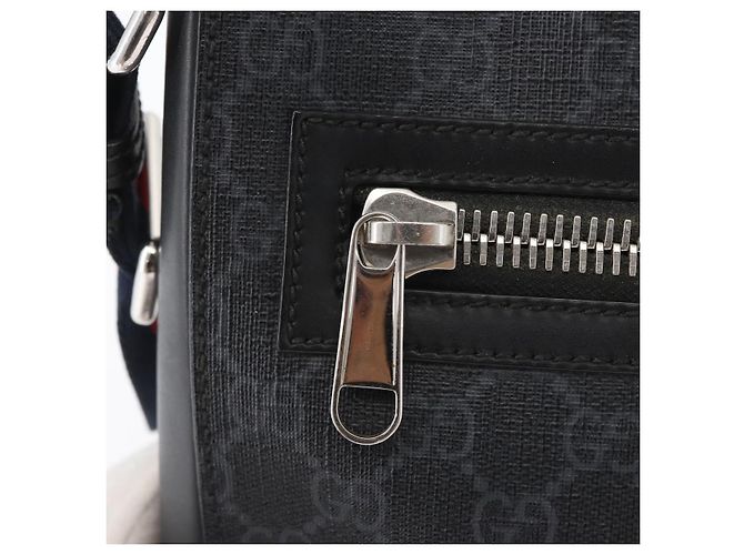 Borsa a Spalla Gucci GG Supreme Sherry Line PVC Nero Argento 523599 Auth BA10640 - vista 19